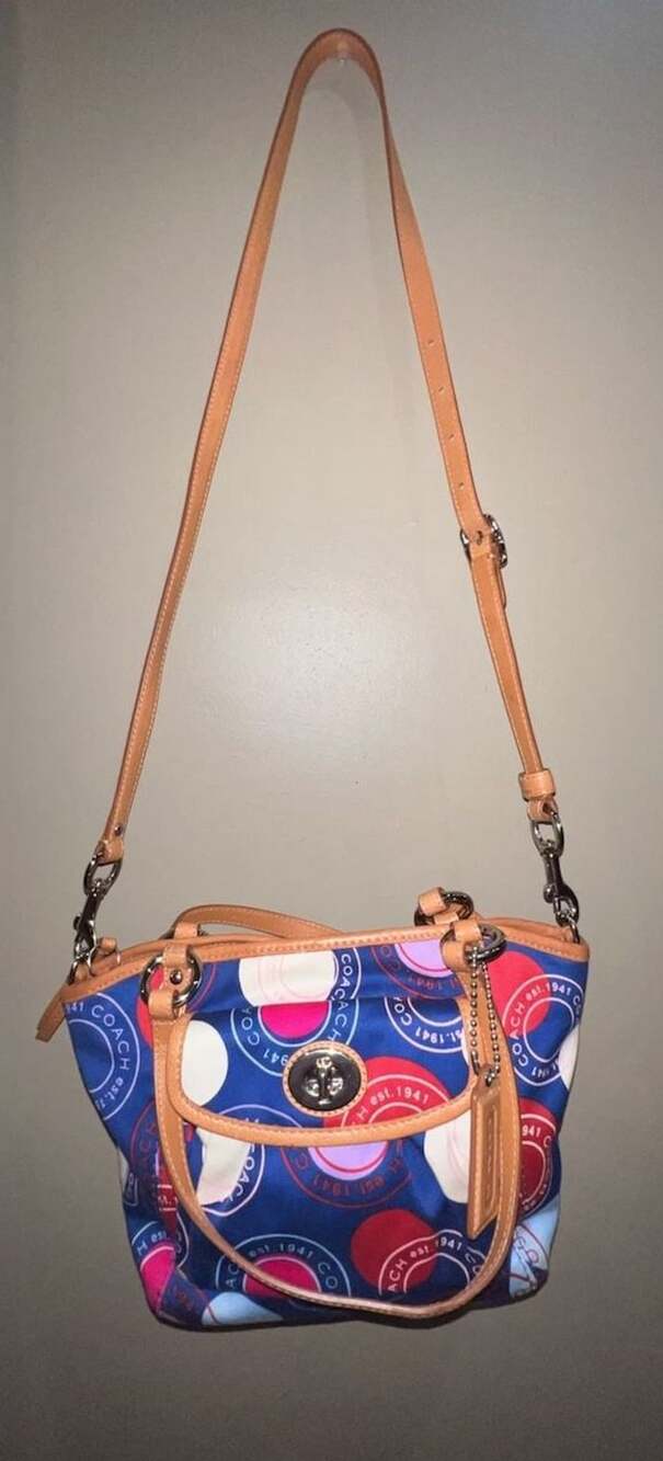 COACH Multicolor Polka-Dot Print Small Leah Tote Crossbody Bag F14730